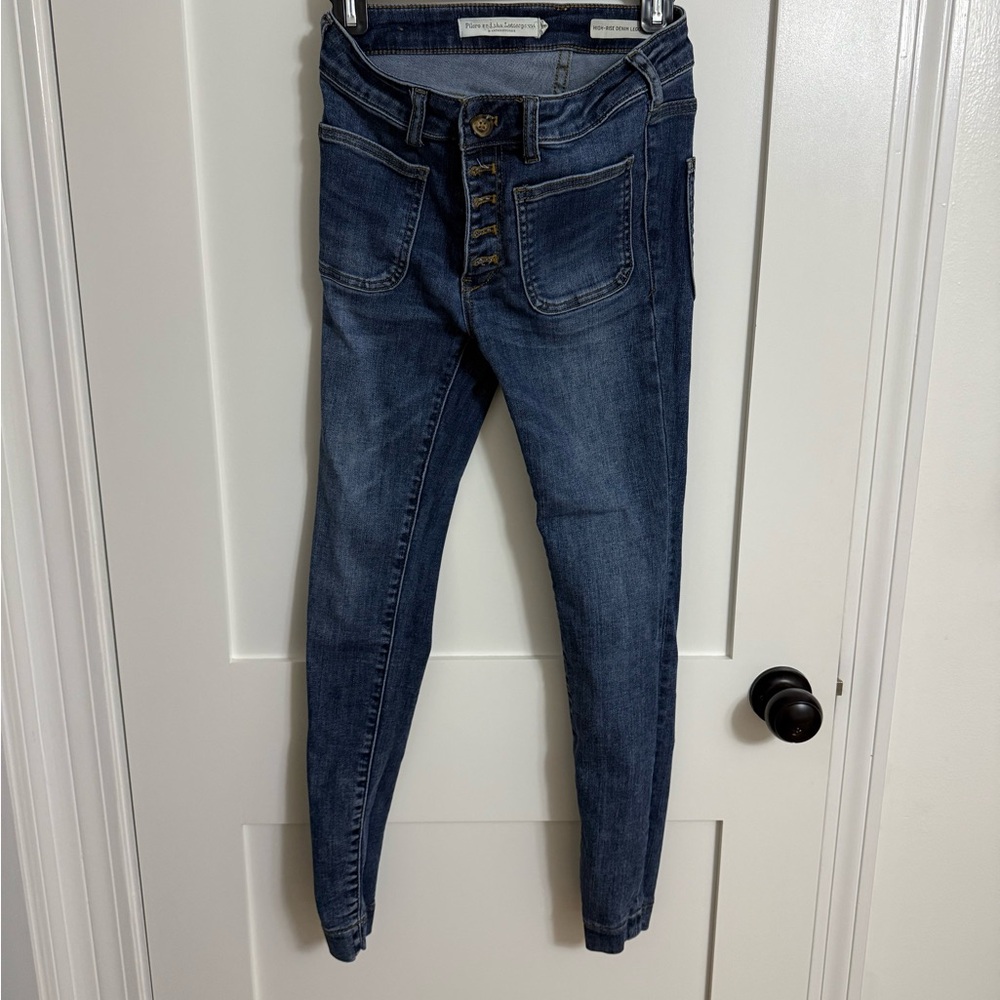 Pilcro and the Letterpress Dark Blue Skinny Jeans